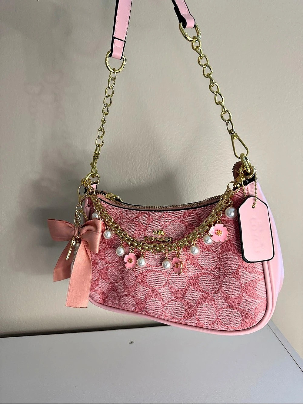 Coach Swinger 20 in Signature Jacquard Pink Shoulder Bag